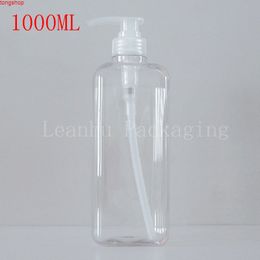 1000ML Transparent Square Bottle With Lotion Pump, 1000CC Empty Cosmetic Container, Shampoo/Shower Gel/Lotion Sub-bottlinggood qualtity