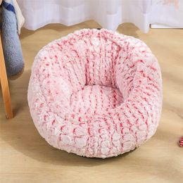 Adjustable Warm Fleece Pet Bed Kennel Soft Round Dog Cat Smothing Bed Winter Deep Sleeping Bag Sofa Puppy Cushion House Cats 201130