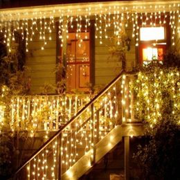 1x Christmas Lights Outdoor Decoration 5m Droop 0.4-0.6m Led Curtain Icicle String Lights New Year Wedding Party Garland Light Y200903