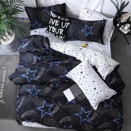 Black star Bed Linen High Quality 3 4pcs Bedding Set duvet Cover Flat bed sheet pillowcase soft Twin Single full queen king Y20041261B