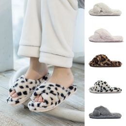 Winter Women House Furry Slippers Fashion White Faux Fur Warm Shoes indoor Slip on Flats Female Home Slides Pink Plush Slippers X1020