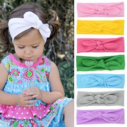 New 25 Colors INS Baby Boys Girls Plian Headbands Cat Ears Pretty Soft Hairbands Headwear Kids Headdress Newborn Turban Head Wraps