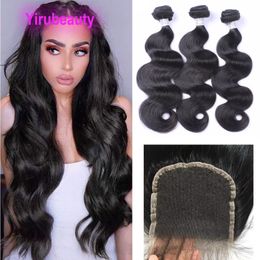 Brazilian Human Hair HD 4X4 Lace Closure Middle Free 3 Part Bundles With Closures Double Wefts Products 10-30inch