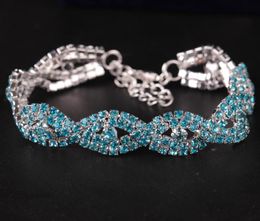 2022 new Elegant Deluxe Silver Rhinestone Crystal Bridal Bracelet Bangle Jewellery For Women Girl Christmas Gift 5 Colours