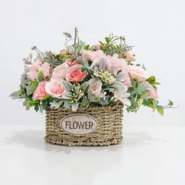 Artificial Rose Flowers Decor Home Wedding Fake Silk Peony Bouquet Hydrangea Christmas Party DIY Table Centerpieces Decoration Y201020