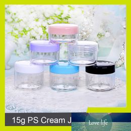 Sedorate 100 Pcs/Lot Empty Ps Jar 15G Cream Jar Clear with Blue Lid High Quality Plastic Pink Lid Containers ZM015