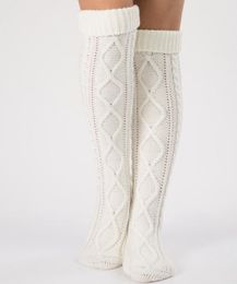 Women Cable Knit Thigh High Boot Socks Extra Long Winter Stockings Leg Warmers Over Knee High Socks warm floor socks black grey Khaki Ivory