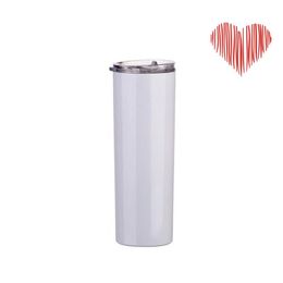 Stainless Steel Tumblers 20oz Sublimation Straight Tumbler Blanks White Plastic Straw Cups Cover Separable Water Outdoor Keep Warm N2