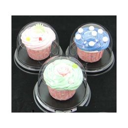 High Quality100Pcs equal 50Sets Clear Plastic Cupcake Cake Dome Favour Boxes Container Wedding Party Decor Gift Boxes Uqk5D