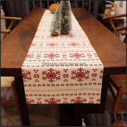 Table Runner Cloths Home Textiles & Garden 1Pcs Christmas Red Snowflake Snowman For Weddings Party Cloth Decor 220107 Drop Delivery 2021 7Jc