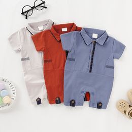 Baby Boy Girl Rompers Turn-down Collar Infant Newborn Cotton Clothes Jumpsuit For 0-2Y Toddlers Bebe Outfits 201027
