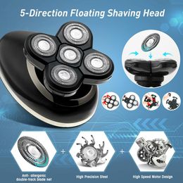 5 in 1 USB Rechargeable Men Washable Five Floating Heads Shavers Hair Clipper Nose Ear Hair Trimmer Shaving Beard Machine