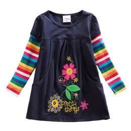 VIKITA Girl Dresses Baby Girls Dress Butterfly Rainbow Children Long Sleeve Clothes Girls Patchowrk Infant Vestidos 2-8Y LH5805 201203