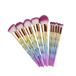 10Pcs Diamond Shape Makeup Brush Foundation Power Cream Blusher Eyeshadow Eyebrow Brushes Beauty Cosmetic Tool Kits 50sets/lot