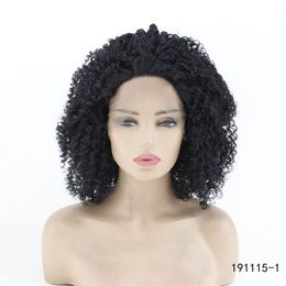 Synthetic Lacefront Wig Black Afro Kinky Curly Simulation Human hair Lace Front Wigs 14~26 inches 191115-1