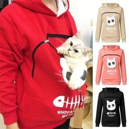 Creative Cat Lovers Hoodie Kangaroo Dog Pet Sweatshirt Pullovers Cuddle Pouch Women Hooy Sweatshirt Pocket Animal Ear Hooded LJ201103