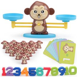 Math Match Game Board Toys Monkey Cat Match Balancing Scale Number Balance Game Kids Educational Toy to Learn add and subtract LJ200907