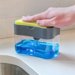 2-in-1 Dispenser And Kitchen Sponge Drainboard Soap Holder Rack Container Y200407