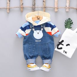 HYLKIDHUOSE Baby Boys Girls Clothing Sets Toddler Infant Clothes Suits Hooded T Shirt Bib Pants Kids Children Costume 201127