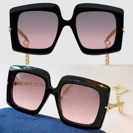 Classic Black Square Frame oversized square sunglasses with Red Lens and Polycarbonate Plate for Women - 0722S with Free Box
