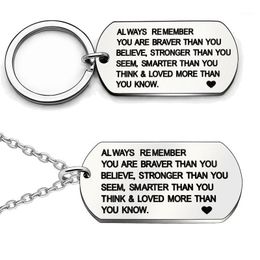 Chains ALWAYS Necklace Encouragement Jewellery For Son Daughter Stainless Steel Key Ring Chain Printed Inspirational Words1