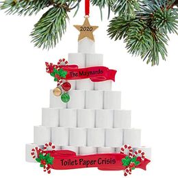 Free DHL NEW 2020 Paper towel shaped plastic pendant DIY Personalized Family Paper Ornament 2020 Decorating Christmas Tree Ornament