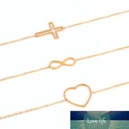Stainless Steel Bracelets for women Charms Chain Link Infinity Bracelets Bangles For Women Female Girls heart Cross Gifts Gold