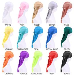 Men's Styling Hair Cap For Sleeping Long Tail Silk Coloring Durag Accessories Satin Headband Thickened Imitation Tie Pirate Hat