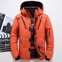 Fashion- Winter Jacket Men Casual White Duck Down Warm Hooded Coats Mens Outwear Windbreaker Thicken Parkas 4XL