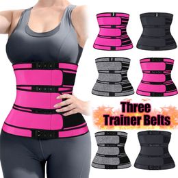 Neoprene Sweat Body Shaper Belts Three Waist Trainer Belt Shaping Colombian Girdles Adjustable Slimming Tummy Trimmer Corset 201222