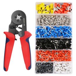 GTBL Crimper Plier Set 0.25-10mm2 Self-adjustable Ratchat Wire Crimping Tool with 1200 Wire Terminal Crimp Connector Insulated Y200321