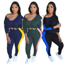 womens sportswear long sleeve outfits 2 piece set tracksuits casual sportsuit pullover + legging women clothes jogger sport suit klw5164