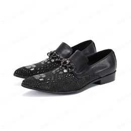 Black Loafers Spring Men Leather Shoes pointed Toe Flats Elegant Formal Dress Male Oxford Calzado Hombre