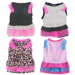 Fashion Dog Dress Summer Dog Clothes Puppy Skirt Dot Leopard Wedding Party Dog Shirt Skirt Summer Pet Clothes For Small Dogs