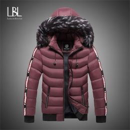 Parka Men Winter Fur Hooded Jackets Men Thick Windbreaker Outwear Warm Coats Casual Solid Brand Clothing Plus Size S-5XL 201114
