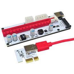Ver 008s 4PIN SATA 6PIN PCI Express PCIE PCI-E Riser Card 008S adaptador 1x para 16X USB3.0 Extender para minerador de mineração