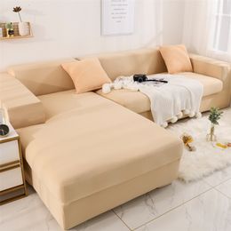 L Shaped Chaise Longue Couch Cover Elastic Sofa Cover for Living Room Universal Slip-resistant Armchair Slipcover LJ201216