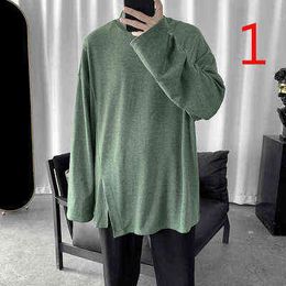 2019 autumn new solid Colour long-sleeved T-shirt men's Korean version of the loose wild bottoming shirt G1229