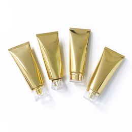 100ml High Grade Makeup Tool Golden Aluminium Plastic Soft Tube Empty Travel Squeeze Bottle Glossy Cream Containers 50pcs/lot