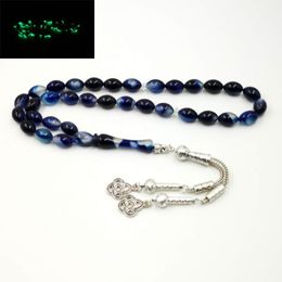 Blue Luminous Tasbih Muslim resin Rosary Everything is new misbaha Eid Ramadan Gift islamic masbaha 33 prayer beads bracelet Y200730