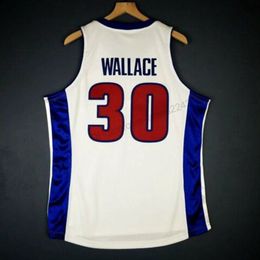 S Custom Retro #30 Rasheed Wallace Mitchell Finals College Basketball Jersey Men All Ed White Aone 2xS-4XL 5XL Name أو Number