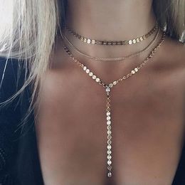 Trendy Girl Necklace Multilayer Chain Women Silver Colour Bohemia Stainless Steel Necklaces Jewellery Lady Collares