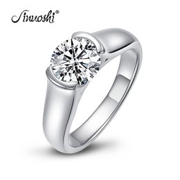 AINUOSHI 2.0 Carats Round Cut Solitaire Engagement Ring SONA Diamond 925 Sterling Silver Anniversary Wedding Band Ring for Women Y200107