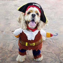 Funny Halloween Pet Dog Costumes Pirate Suit Cosplay Clothes For Small Medium Dogs Cats Chihuahua Puppy Clothing Products 220104