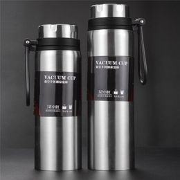 Sports bottle 800ML / 1000ML large capacity double stainless steel thermos outdoor travel portable leak-proof car vacuum flask 201204