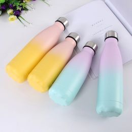 Logo Custom 500ml Gradient Water Bottle BPA Free Insulated Cup Stainless Steel Thermos Bottle Portable Travel Sport Vacuum Cup Y200330