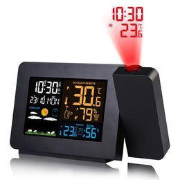 180 Projection Alarm Clock for Bedrooms USB Charger Snooze Large LED Display Desk Wall Ceiling Clock for Kid Elderly Projector LJ201204