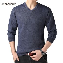 New Fashion Brand V Neck Knit Woolen Sweaters For Men High Quality Autum Casual Jumper Winter Pullover Mens Clothing 201106