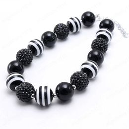 Kids Chunky Beads Necklace Cute Black Acrylic Chunky Bubblegum Necklace For Girls Child Toddler Chunky Jewellery