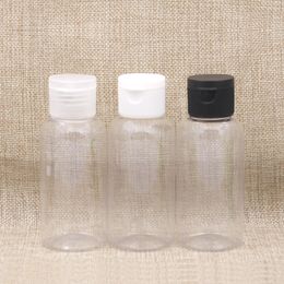 60pcs 80ml Clear Flip Top Cap Refillable Bottle Transparent Small Simple Empty Container Makeup Liquid Cosmetic Bottles